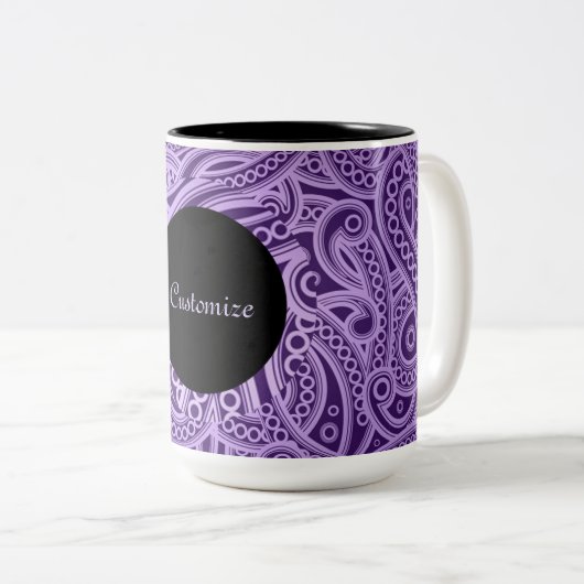 Aangepaste Funky Paarse Paisley Pattern Mok (Voorkant rechts)