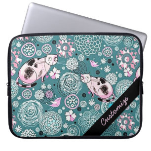 Aangepaste Funky Roze Cat Pattern-laptophoes Laptop Sleeve