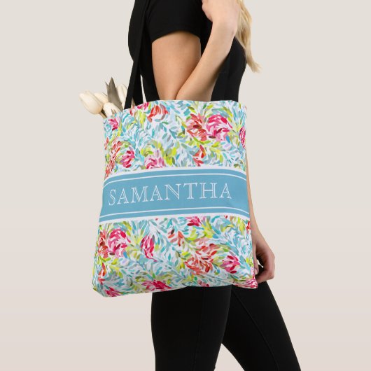 Aangepaste Funky Zomer Waterverf Splatter Patroon Tote Bag (Dichtbij)