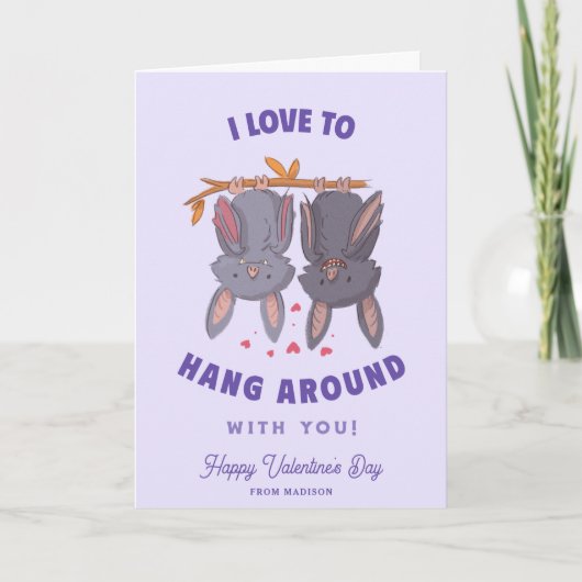 Aangepaste Funny Bats Pun Kinder Valentijnsdag Kaa Kaart (Voorkant)