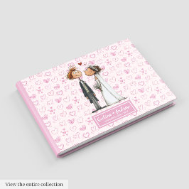 Aangepaste Funny Cartoon Wedding Couple Guestbook Gastenboek