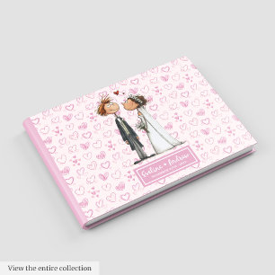 Aangepaste Funny Cartoon Wedding Couple Guestbook Gastenboek