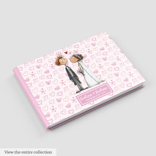 Aangepaste Funny Cartoon Wedding Couple Guestbook Gastenboek