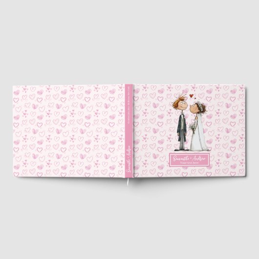 Aangepaste Funny Cartoon Wedding Couple Guestbook Gastenboek (Volledig)