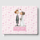 Aangepaste Funny Cartoon Wedding Couple Guestbook Gastenboek (Voorkant)