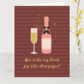 Aangepaste Funny Champagne Pun Valentijnsdag Kaart (Gele Bloem)
