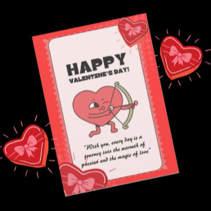 Aangepaste Funny Cupid Valentijn's Day Heart Degie Feestdagenkaart