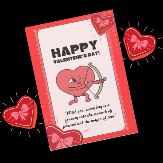 Aangepaste Funny Cupid Valentijn's Day Heart Degie Feestdagenkaart