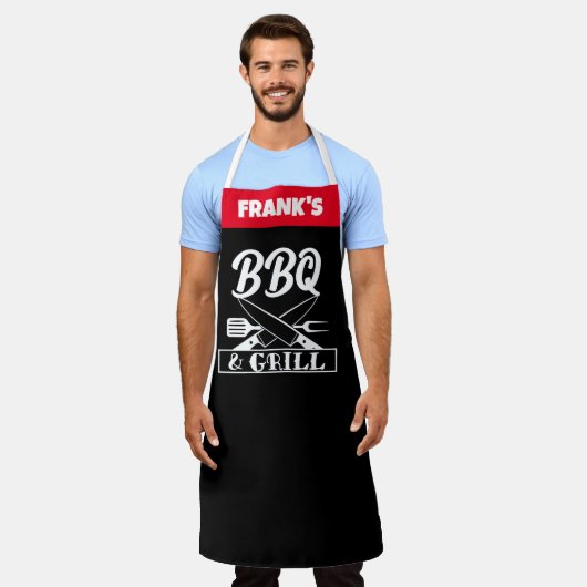 Aangepaste Funny Custom Chef Name Funny BBQ Schort (Gedragen)