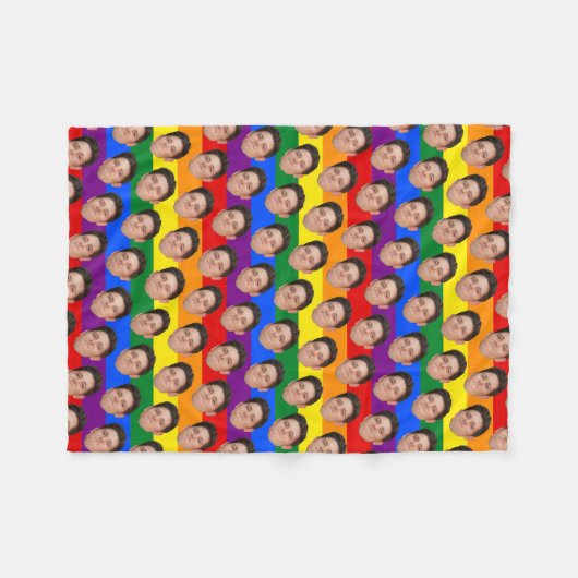 Aangepaste funny Face Foto Gay Pride Rainbow Blank Fleece Deken (Voorkant (Horizontaal))