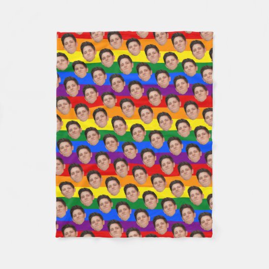 Aangepaste funny Face Foto Gay Pride Rainbow Blank Fleece Deken (Voorkant)