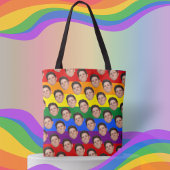 Aangepaste Funny Face Foto Gay Pride Rainbow Canva Tote Bag