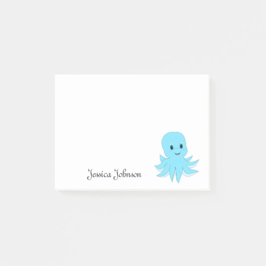 Aangepaste Funny Fat Blue Octopus notepad Post-it® Notes (Voorkant)