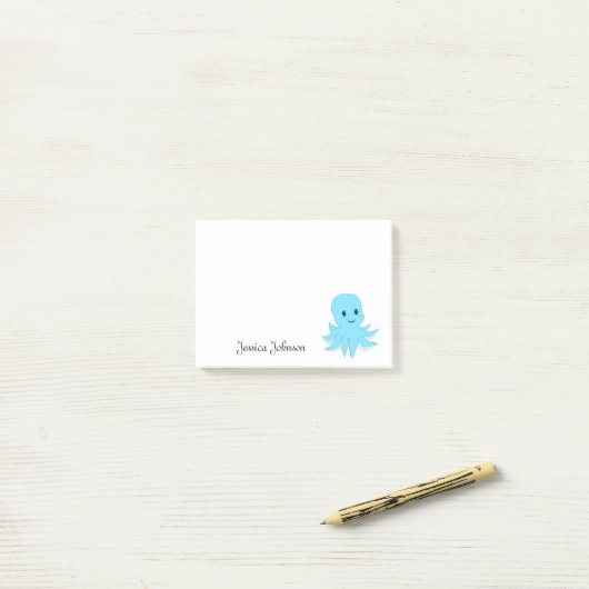 Aangepaste Funny Fat Blue Octopus notepad Post-it® Notes (Op bureau)