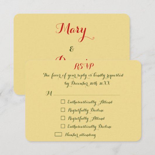 Aangepaste Funny Holiday Kerstbruiloft Noite RSVP Kaartje (Voorkant / Achterkant)