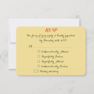 Aangepaste Funny Holiday Kerstbruiloft Noite RSVP Kaartje