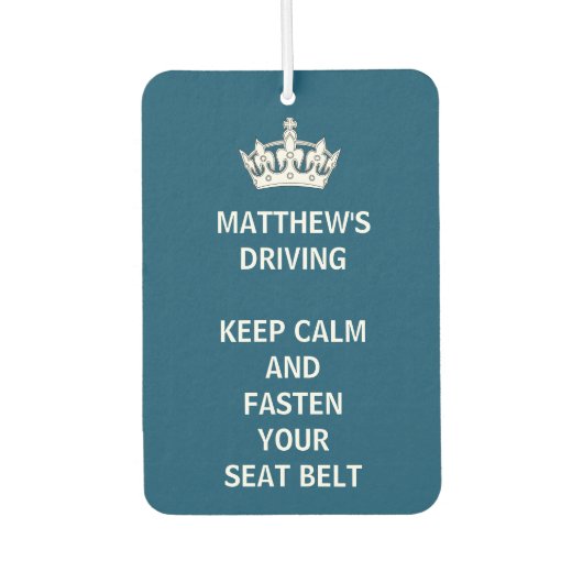 Aangepaste Funny Keep Calm Blue Driving Luchtverfrisser (Voorkant)