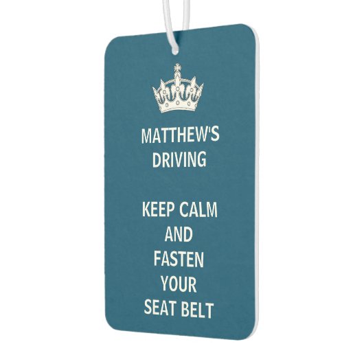 Aangepaste Funny Keep Calm Blue Driving Luchtverfrisser (Links)