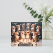 Aangepaste Funny Kitten Happy Birthday Wenskaart Bedankkaart (Staand voorkant)