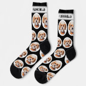 Aangepaste Funny Pet Foto Dog Name Black Sokken (Links)