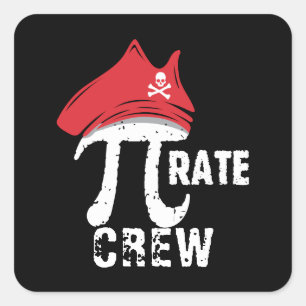 Aangepaste Funny Pi Day Pirate Crew Matching Party Vierkante Sticker