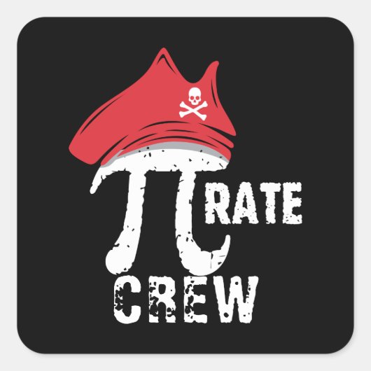 Aangepaste Funny Pi Day Pirate Crew Matching Party Vierkante Sticker (Voorkant)