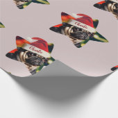 Aangepaste Funny Pug Santa Kerstmis Cadeaupapier (Hoek)