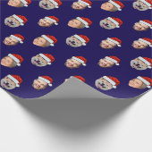 Aangepaste Funny Santa Hat Face 3 foto's Cadeaupapier (Hoek)
