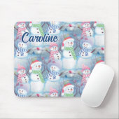Aangepaste Funny Snowmen-kerstboomkleuren Muismat (Met muis)