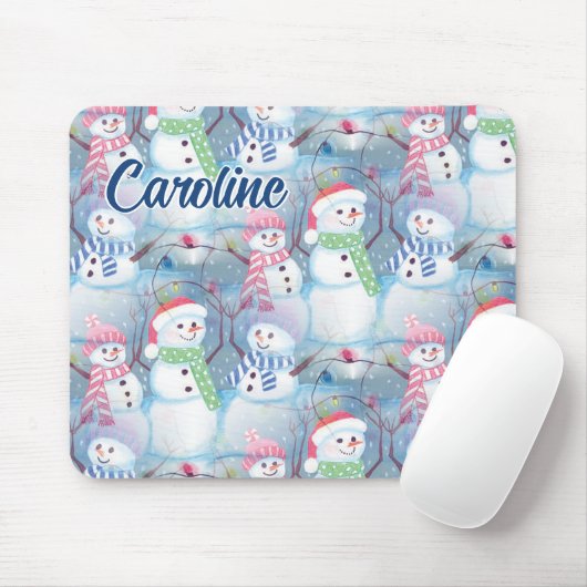 Aangepaste Funny Snowmen-kerstboomkleuren Muismat (Met muis)