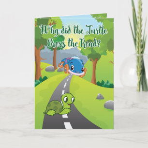 AANGEPASTE FunnY Turtle Cross the Road Birthday Kaart