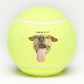 Aangepaste Funny Wanna Play Dog Tennisballen (Achterkant)