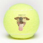 Aangepaste Funny Wanna Play Dog Tennisballen (Voorkant)