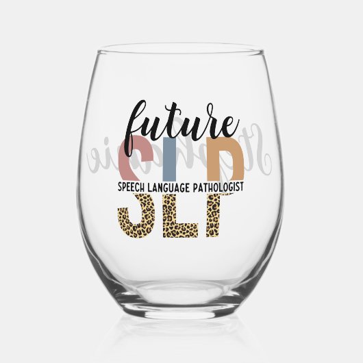 Aangepaste Future SLP spraakpatholoog Luipaardprin Wijnglas Zonder Voet (Voorkant)