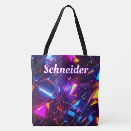 Aangepaste futuristische Neon Prism gepersonalisee Tote Bag (Voorkant)