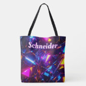 Aangepaste futuristische Neon Prism gepersonalisee Tote Bag (Achterkant)