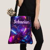 Aangepaste futuristische Neon Prism gepersonalisee Tote Bag (Dichtbij)