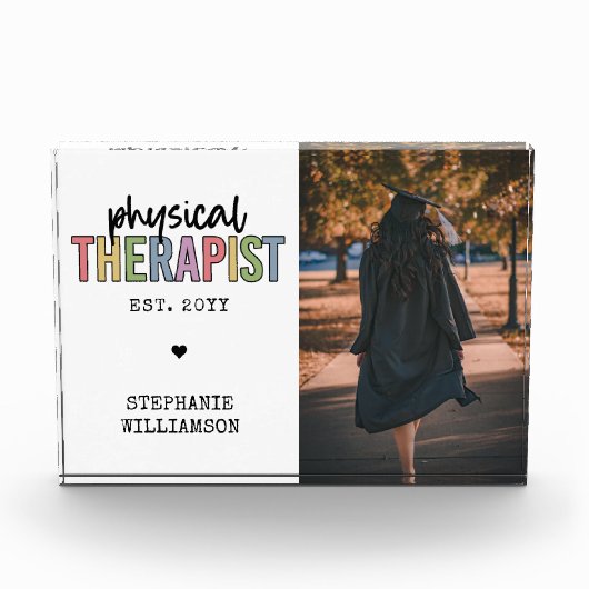 Aangepaste fysieke therapist PT Afstuderen cadeaus Fotoblokken (Voorkant)