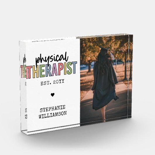 Aangepaste fysieke therapist PT Afstuderen cadeaus Fotoblokken (Links)
