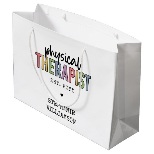 Aangepaste fysieke therapist PT Afstuderen cadeaus Groot Cadeauzakje (Achterkant Gekanteld)
