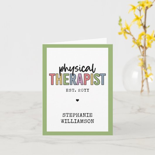 Aangepaste fysieke therapist PT Afstuderen cadeaus Kaart (Gele Bloem)