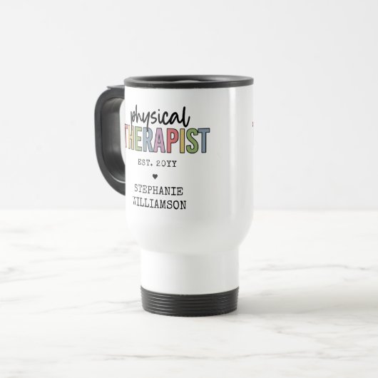 Aangepaste fysieke therapist PT Afstuderen cadeaus Reisbeker (Voorkant links)