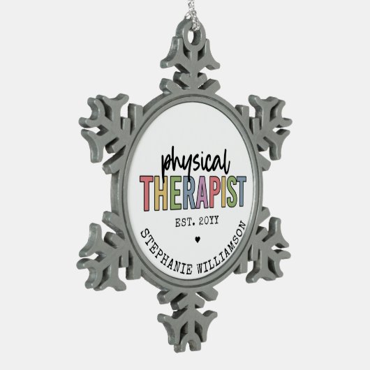 Aangepaste fysieke therapist PT Afstuderen cadeaus Tin Sneeuwvlok Ornament (Links)
