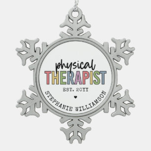 Aangepaste fysieke therapist PT Afstuderen cadeaus Tin Sneeuwvlok Ornament