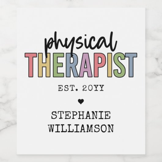 Aangepaste fysieke therapist PT Afstuderen cadeaus Wijn Etiket (Enkel label)