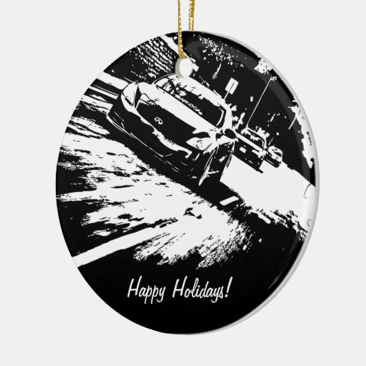 Aangepaste G37 Coupe Rolling shot xmas-versieringe Keramisch Ornament (Links)