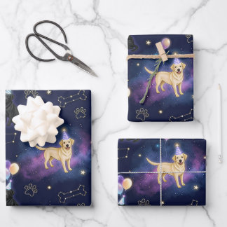 aangepaste Galaxy Labrador Retriever verjaardag  Inpakpapier Vel