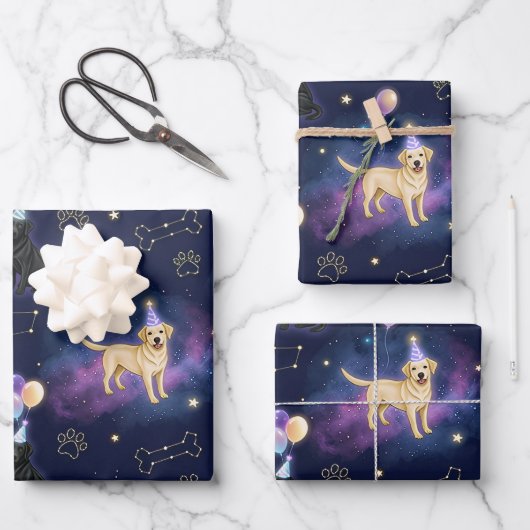 aangepaste Galaxy Labrador Retriever verjaardag  Inpakpapier Vel (Voorkant)
