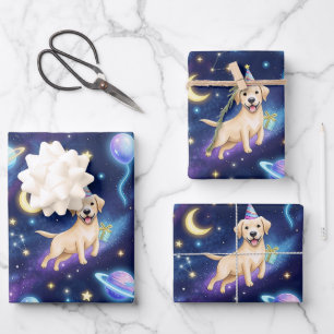 Aangepaste Galaxy Labrador Retriever verjaardagsfe Inpakpapier Vel