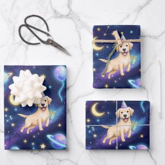 Aangepaste Galaxy Labrador Retriever verjaardagsfe Inpakpapier Vel